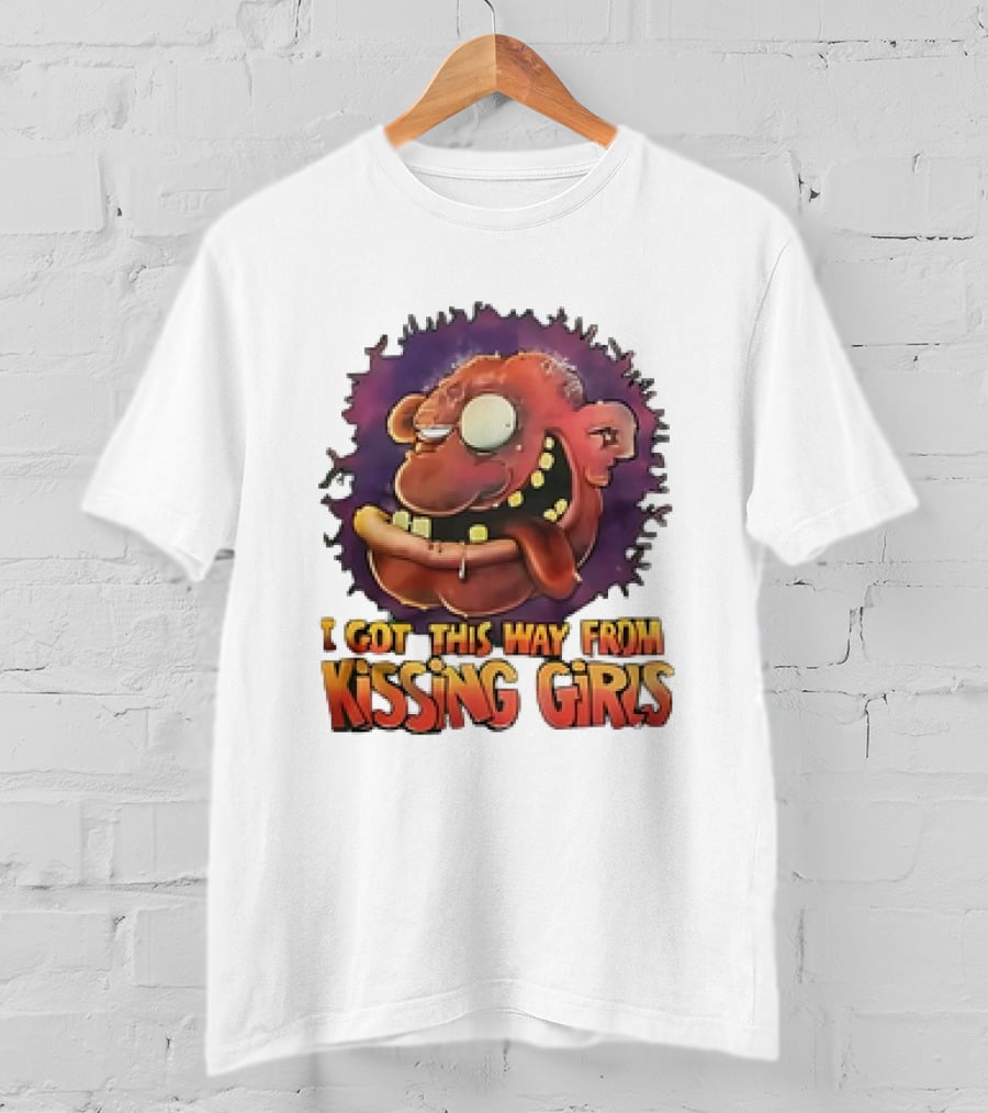 I Got This Way From Kissing Girls Grotesque Cartoon Face T-Shirt