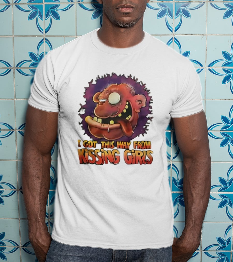 I Got This Way From Kissing Girls Grotesque Cartoon Face T-Shirt