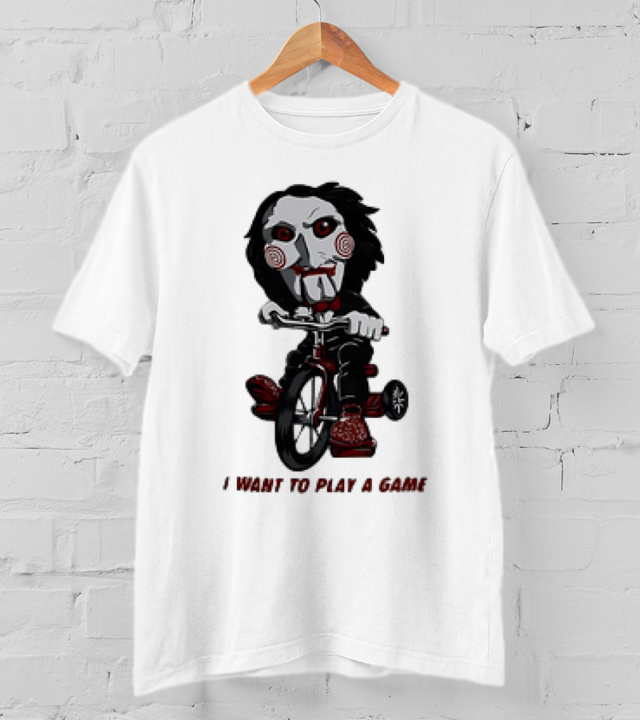 Saw Jigsaw I Want To Play A Game Tricycle Puppet Image T-Shirt