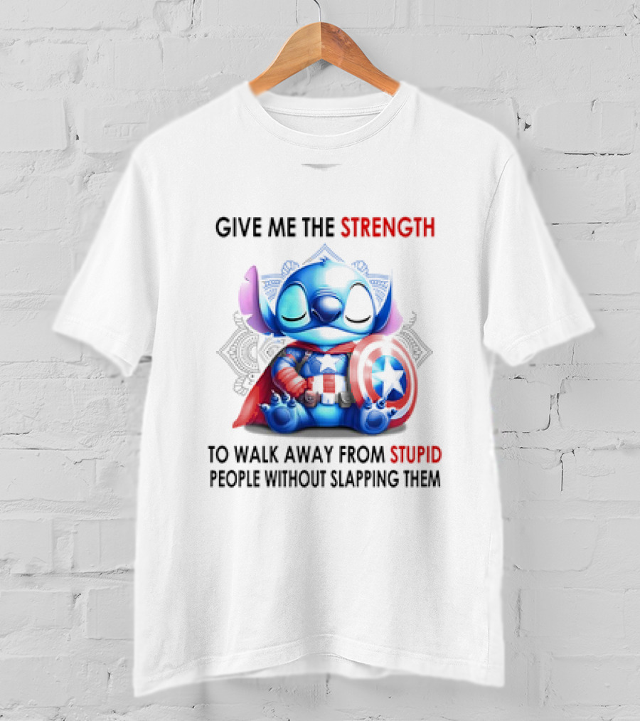Stitch Captain Give Me The Strength To Walk Away From Stupid People Without Slapping Them T-Shirt