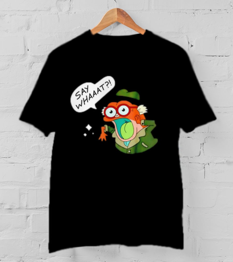 Hop Pop Plantar Amphibia Say Whaaaat Frog Cartoon Character Reaction T-Shirt