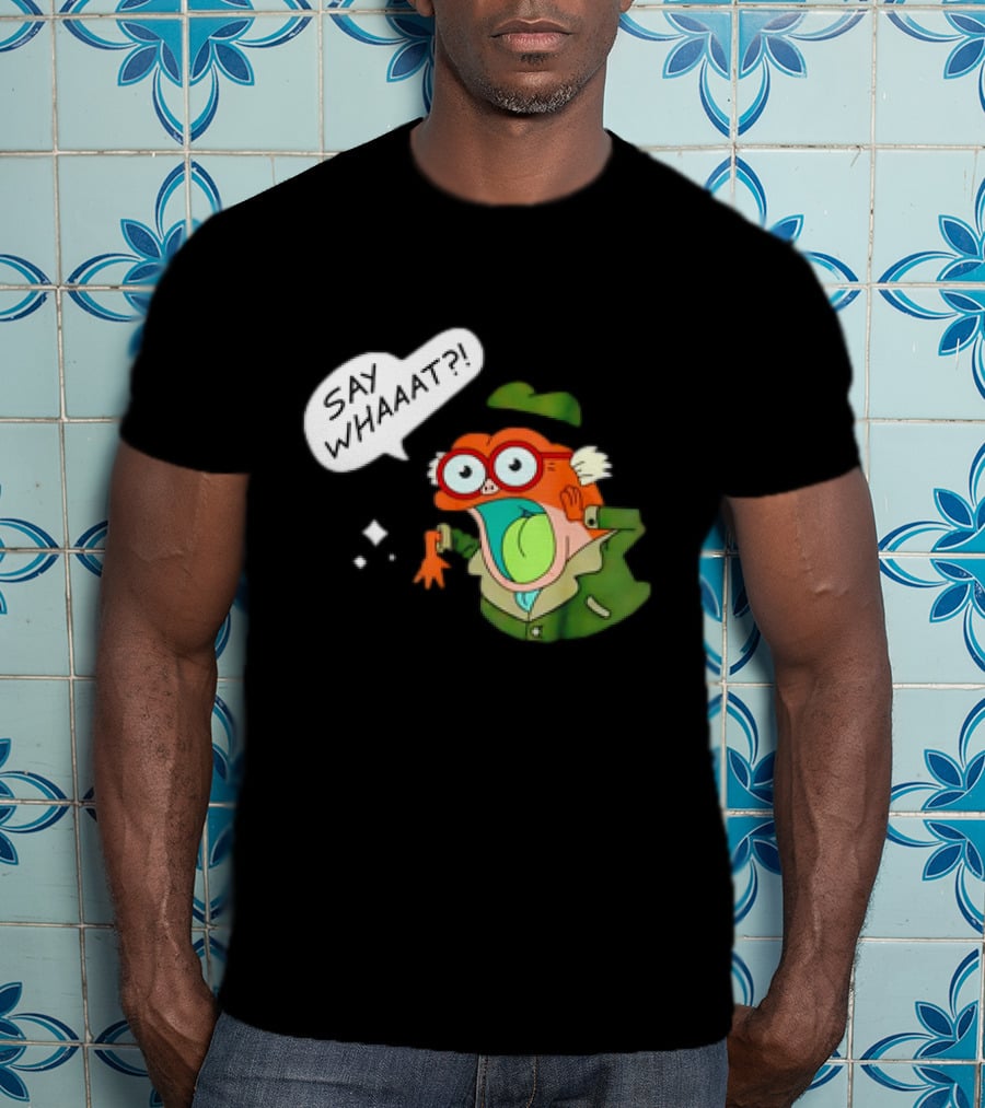 Hop Pop Plantar Amphibia Say Whaaaat Frog Cartoon Character Reaction T-Shirt