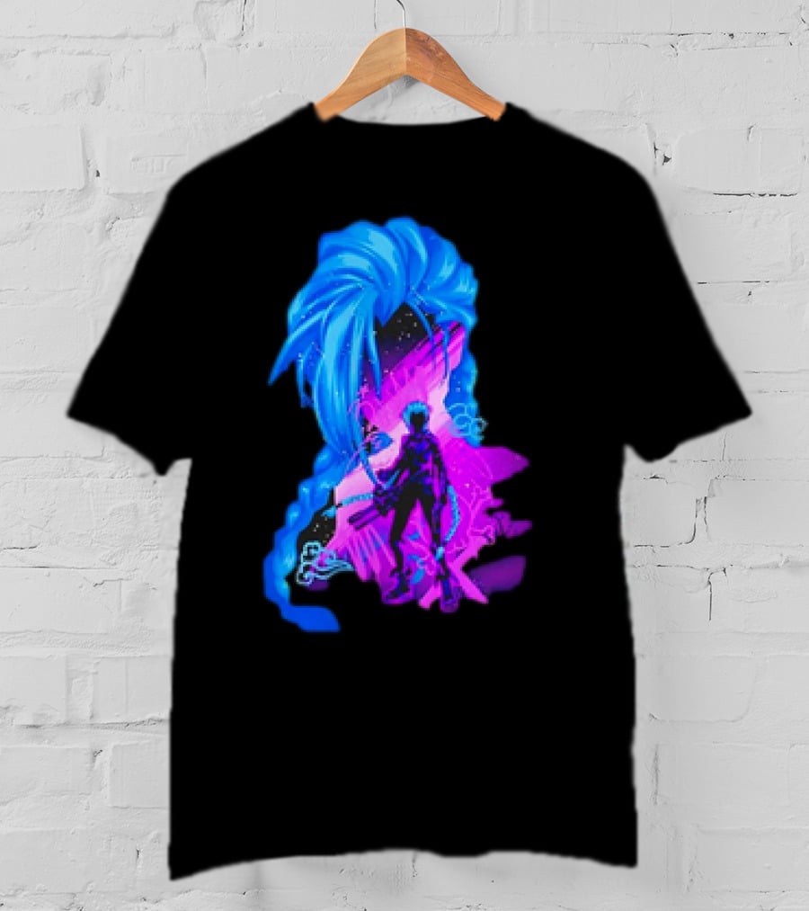 Jinx Arcane League Of Legends Iconic Silhouette With Blue Hair T-Shirt