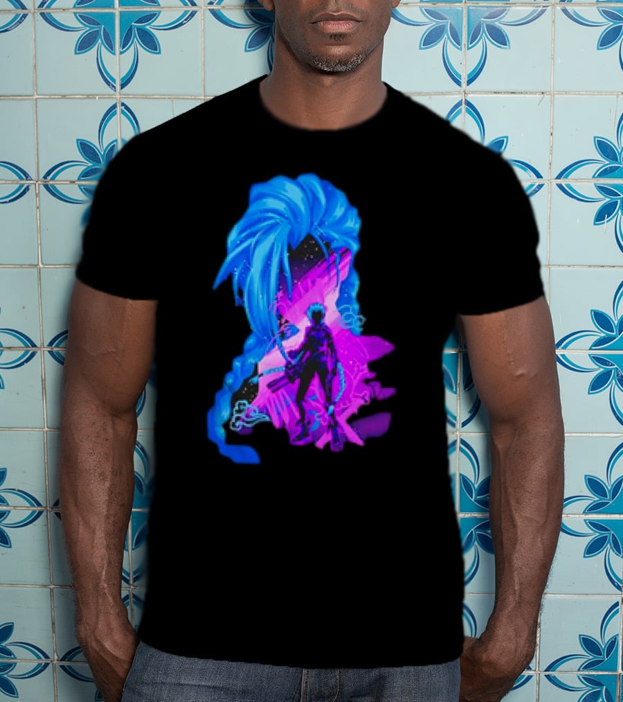 Jinx Arcane League Of Legends Iconic Silhouette With Blue Hair T-Shirt