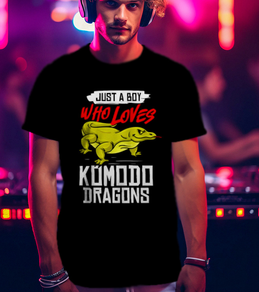 Just A Boy Who Loves Komodo Dragons With Yellow Lizard T-Shirt