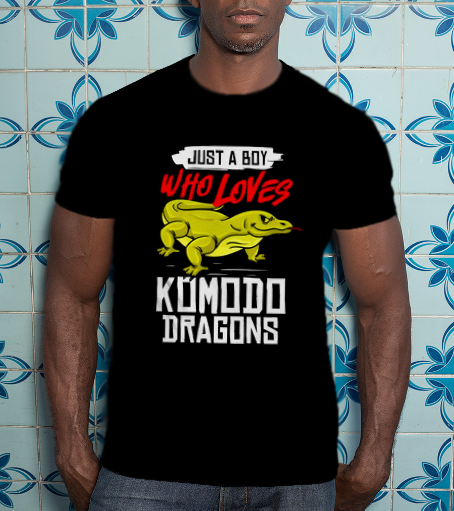 Just A Boy Who Loves Komodo Dragons With Yellow Lizard T-Shirt