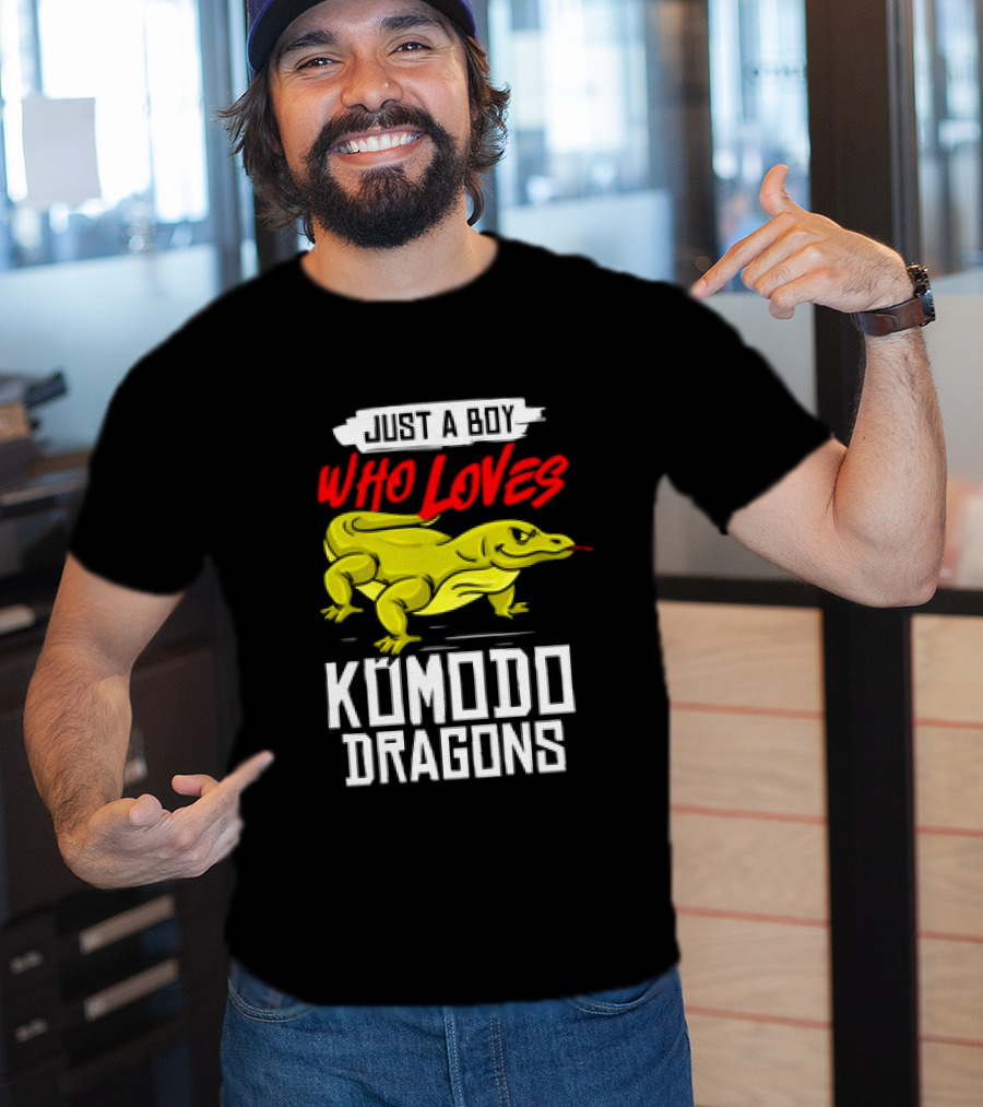 Just A Boy Who Loves Komodo Dragons With Yellow Lizard T-Shirt