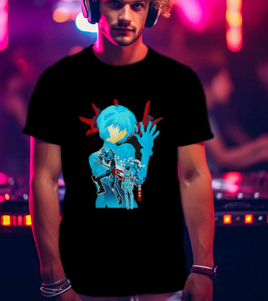 Rei Ayanami Eva-00 Neon Genesis Evangelion Blue Highlight T-Shirt