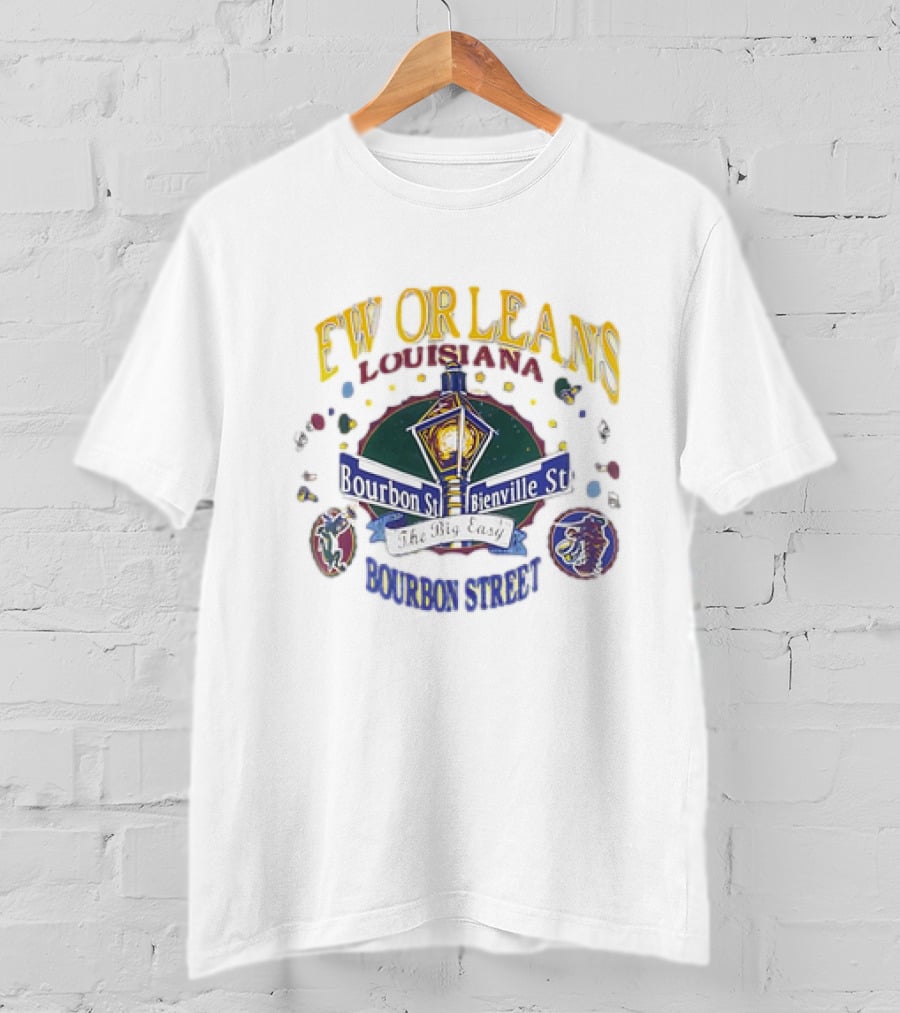 New Orleans Louisiana Bourbon Street Bienville St The Big Easy Vintage T-Shirt
