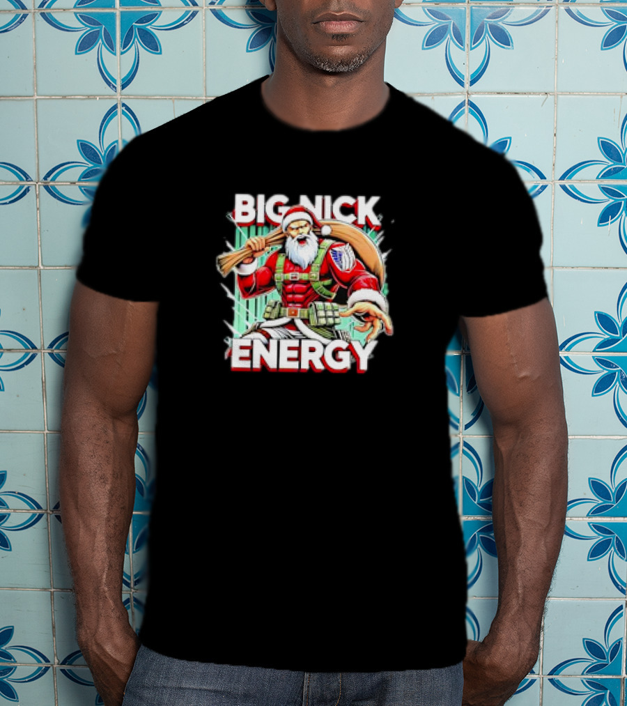 BIG NICK ENERGY Santa Warrior With Baseball Bat T-Shirt