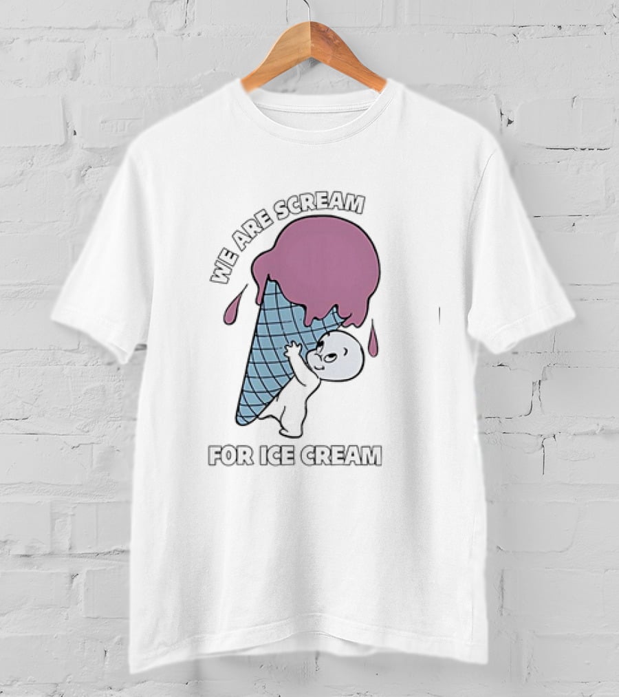 We Are Scream For Ice Cream Happy Ghost Hugging Purple Ice Cream Cone T-Shirt