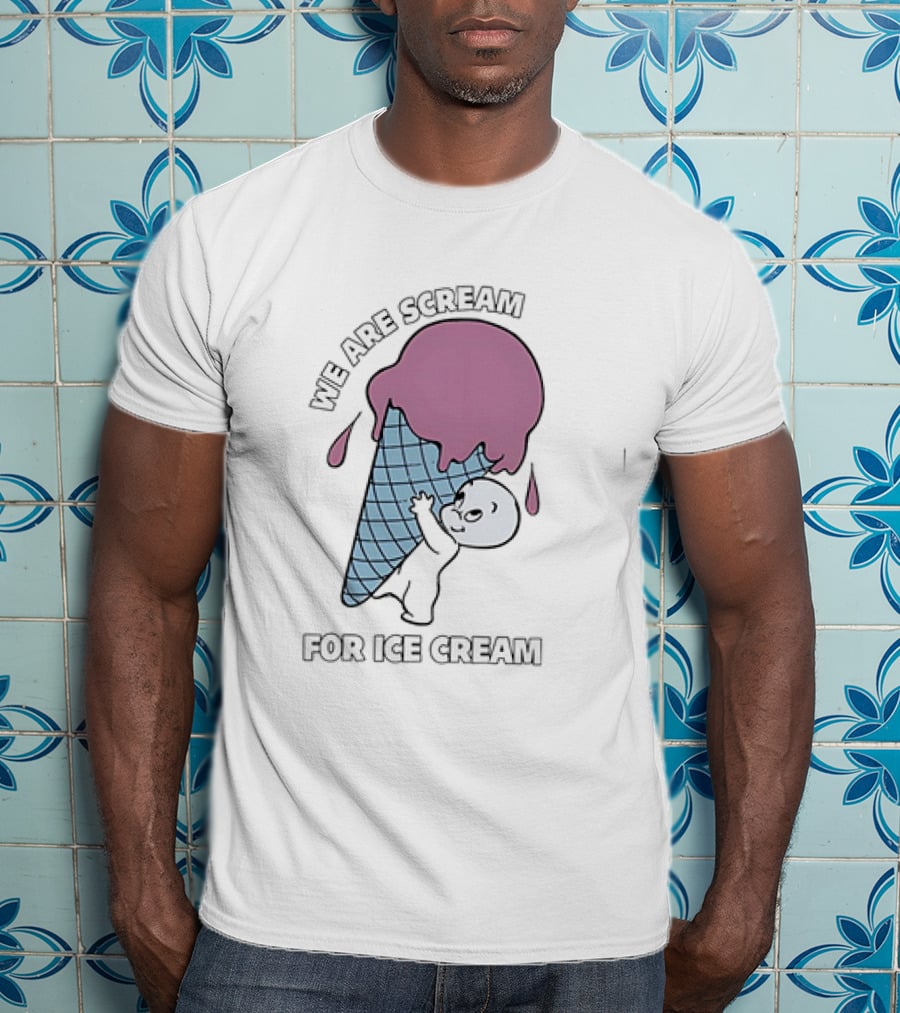 We Are Scream For Ice Cream Happy Ghost Hugging Purple Ice Cream Cone T-Shirt