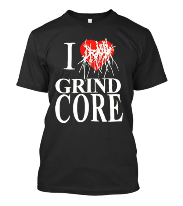 I Love Grind Core Heart Symbol With Band Logo T-Shirt