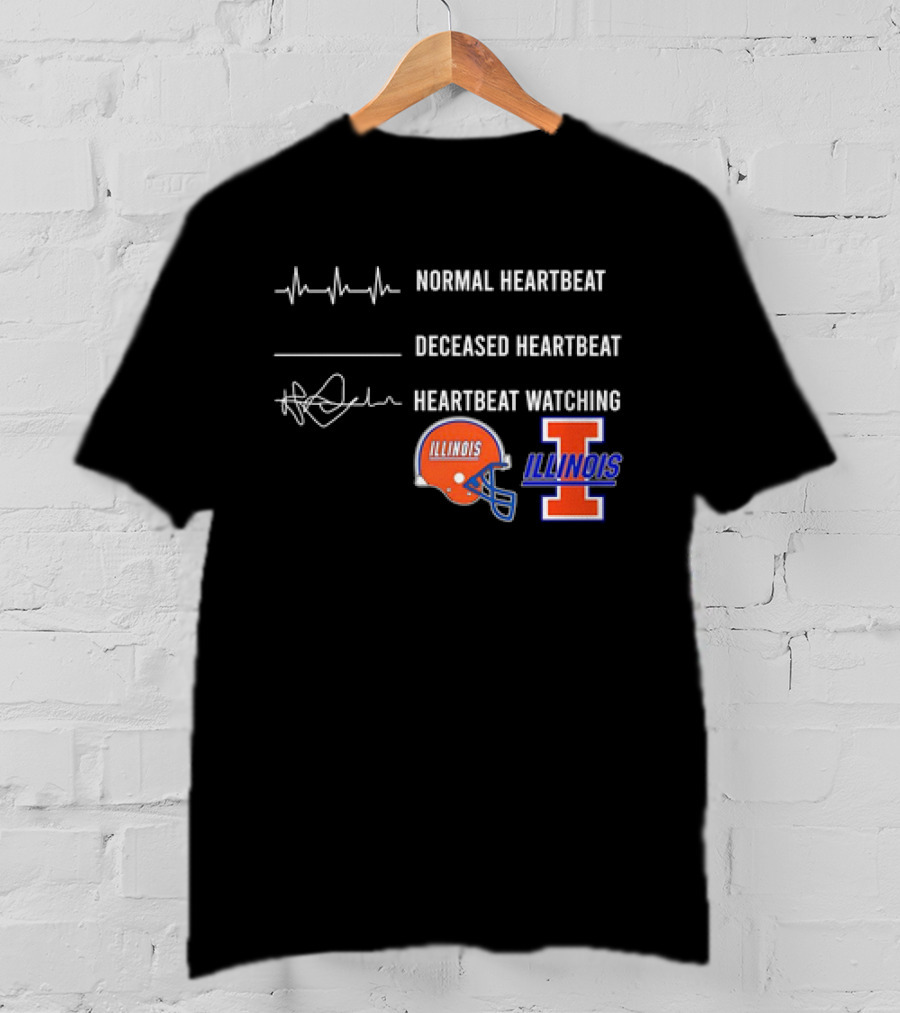 Normal Heartbeat Deceased Heartbeat Heartbeat Watching Illinois Fighting Illini T-Shirt