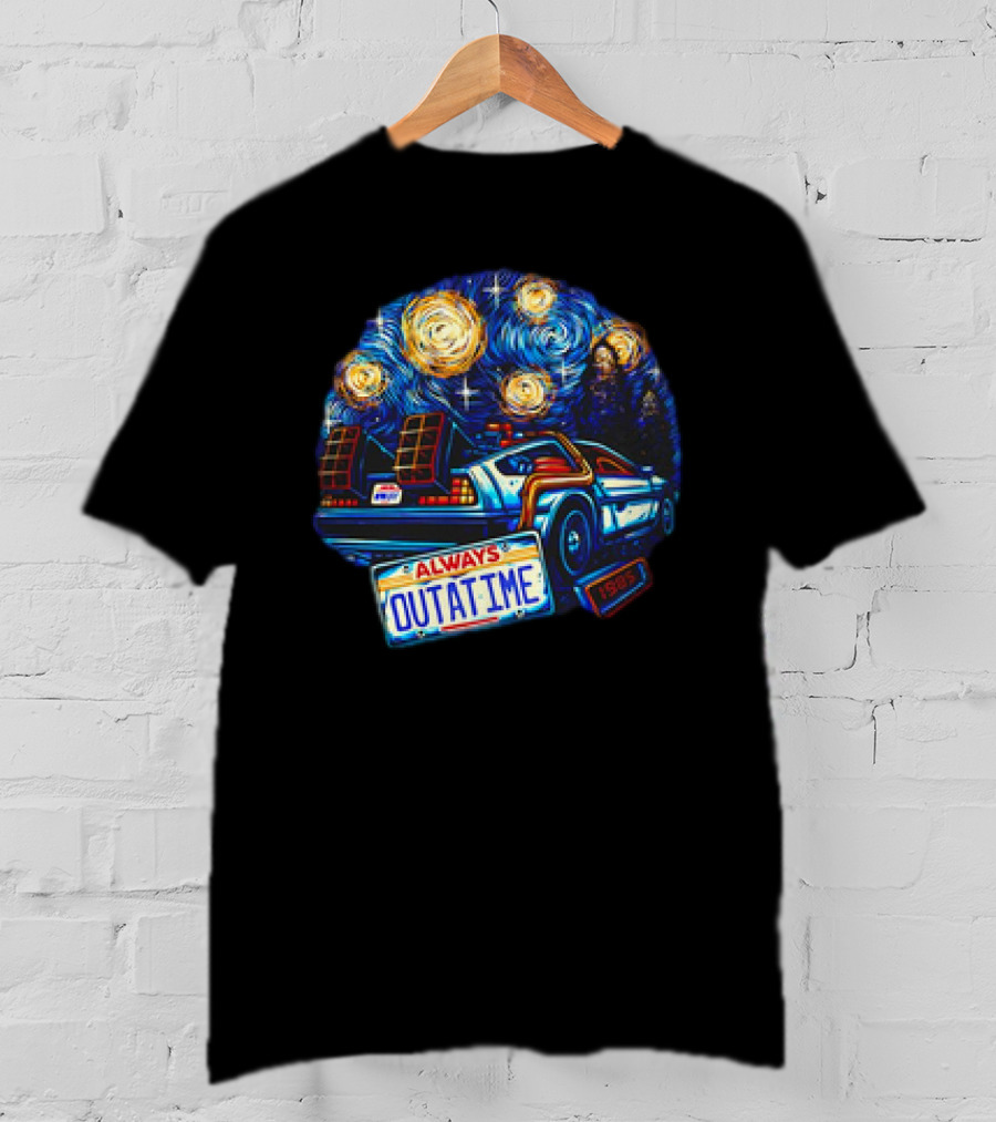 Back To The Future Always Outatime DeLorean Starry Night Scene T-Shirt