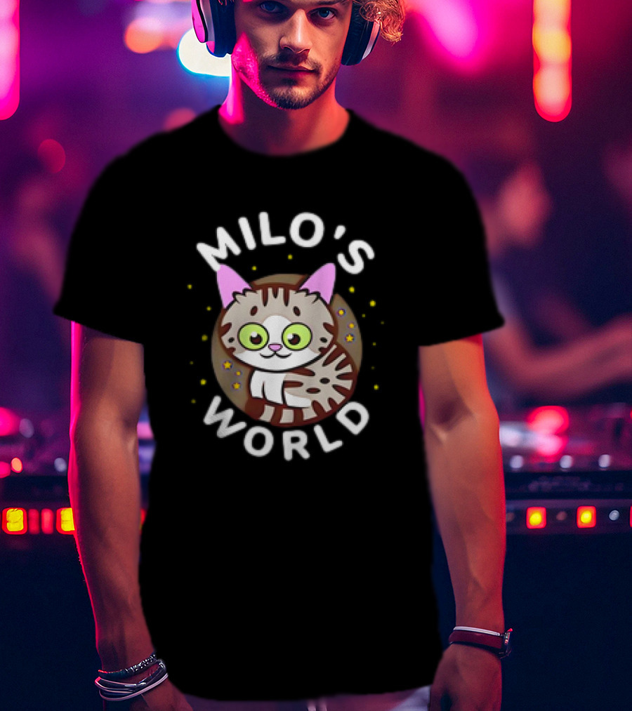 Milo's World Cat With Bright Eyes And Striped Fur T-Shirt
