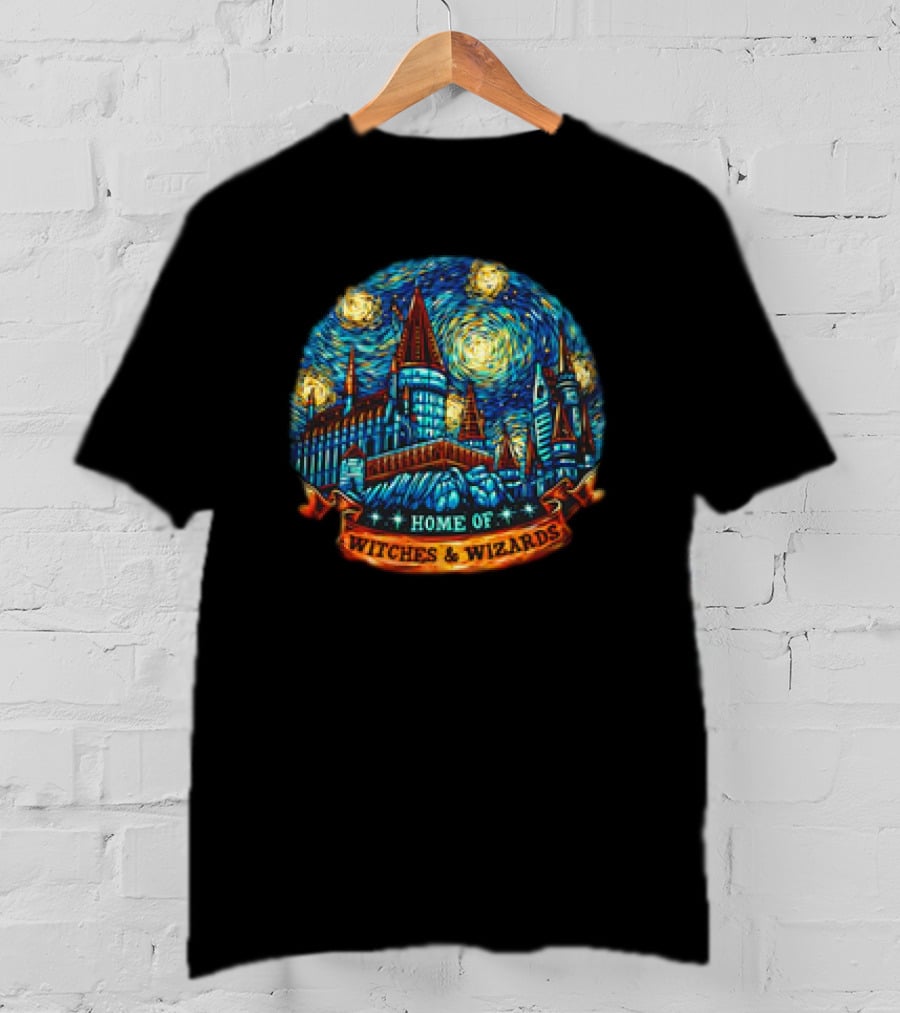 Hogwarts Home Of Witches And Wizards Starry Night T-Shirt