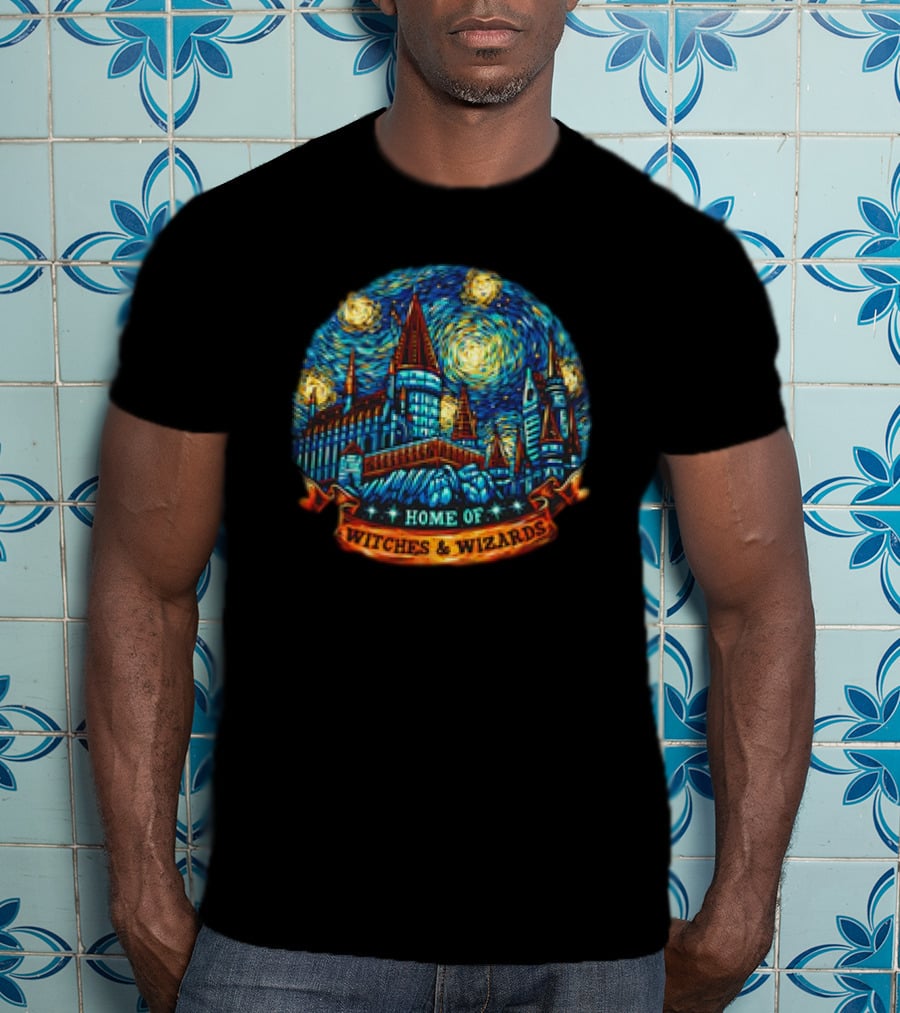 Hogwarts Home Of Witches And Wizards Starry Night T-Shirt