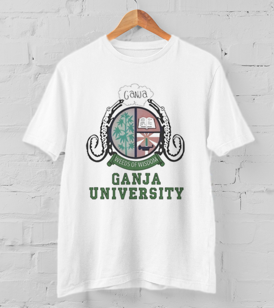 Ganja University Weeds Of Wisdom Crest Emblem T-Shirt
