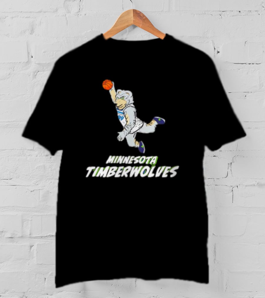 Minnesota Timberwolves Mascot Dunking Basketball T-Shirt