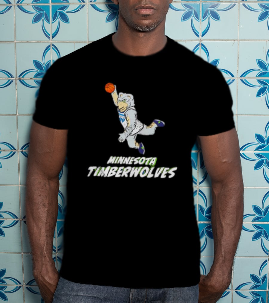 Minnesota Timberwolves Mascot Dunking Basketball T-Shirt