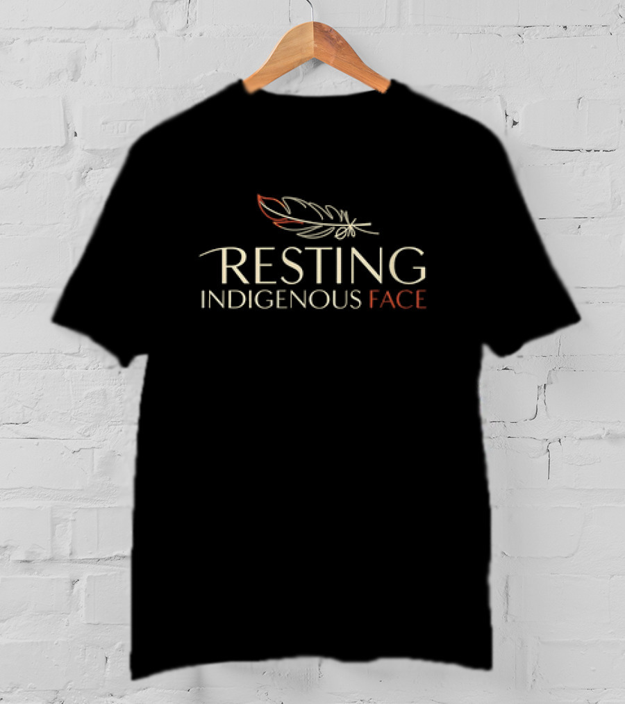 Resting Indigenous Face Feather T-Shirt