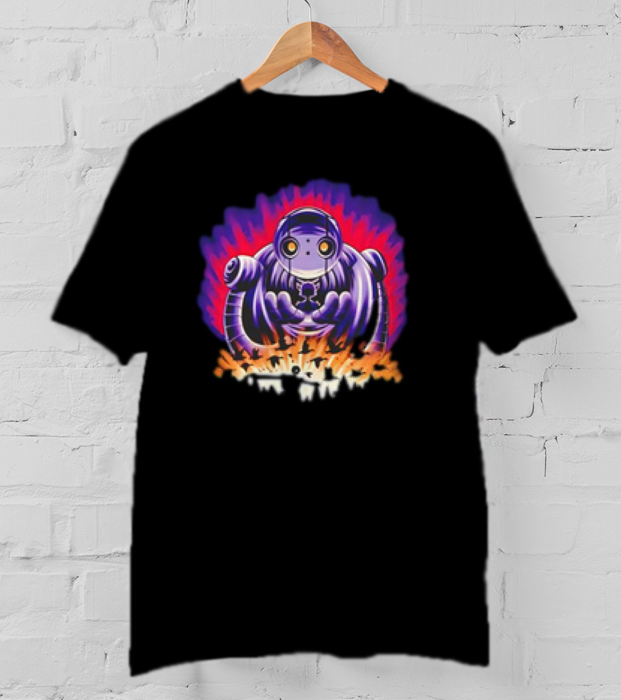 The Wild Robot Surrounded By Flames And Vibrant Aura Wild And Free T-Shirt