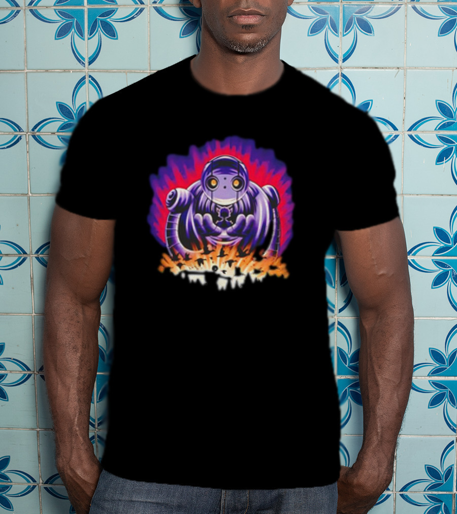 The Wild Robot Surrounded By Flames And Vibrant Aura Wild And Free T-Shirt