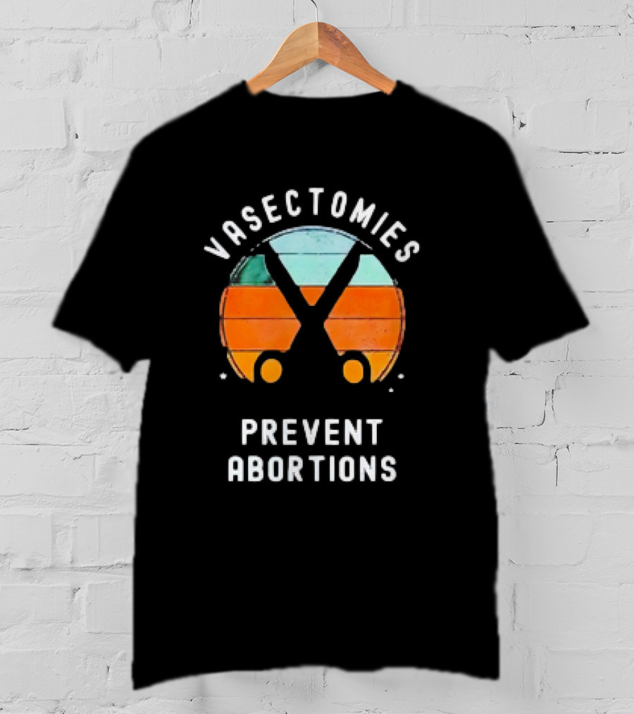 Vasectomies Prevent Abortions Vintage Scissors Retro Sunset T-Shirt