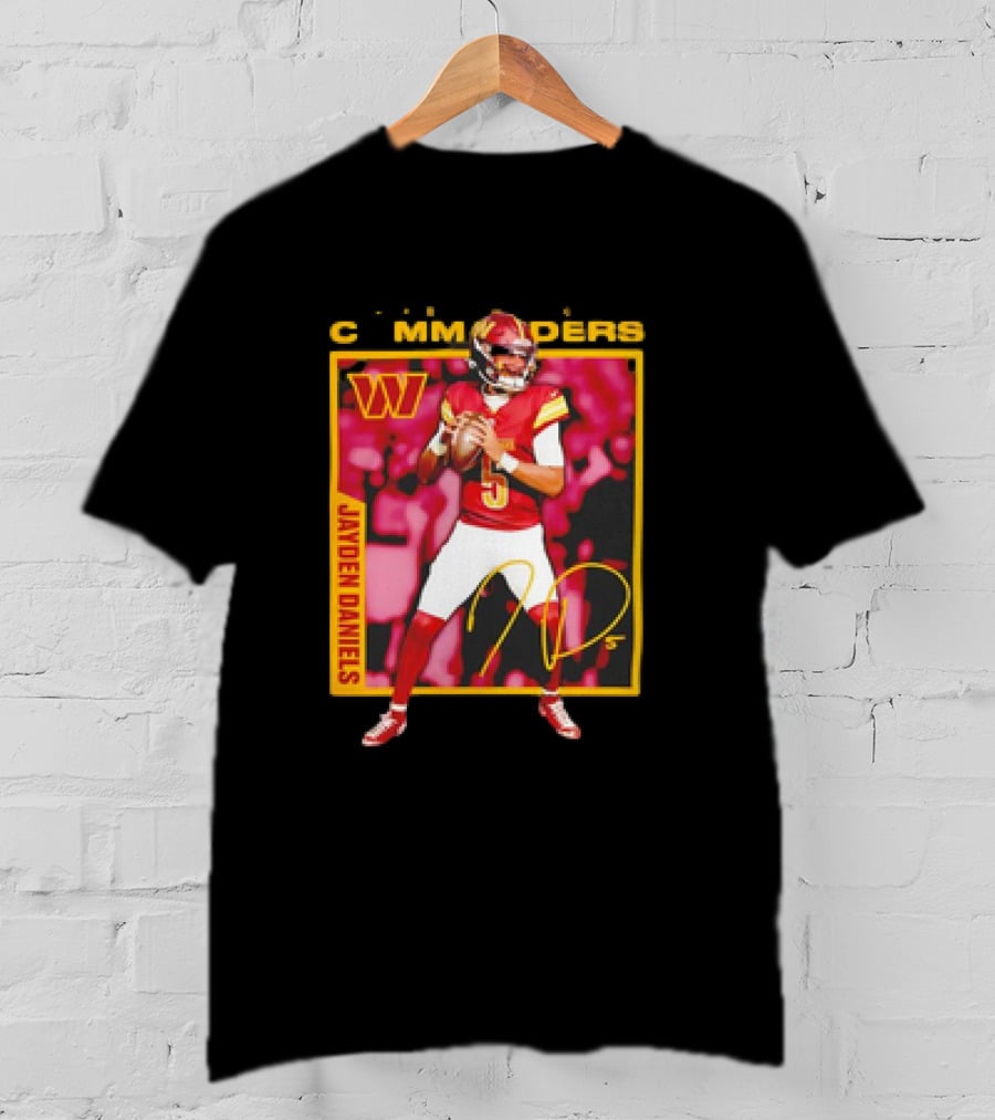 Jayden Daniels Washington Commanders Signature Football T-Shirt