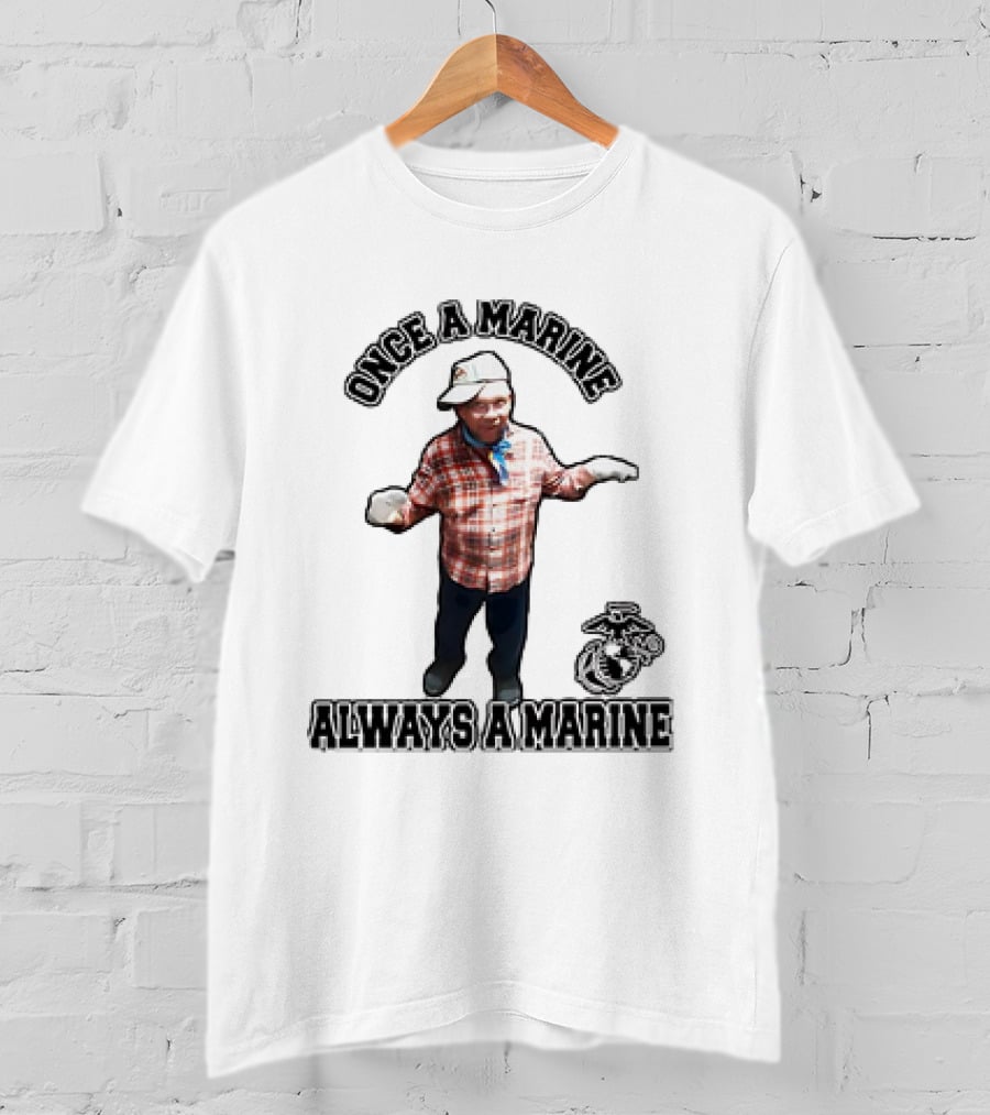 Once A Marine Always A Marine With Plaid Shirt And Marine Corps Emblem T-Shirt