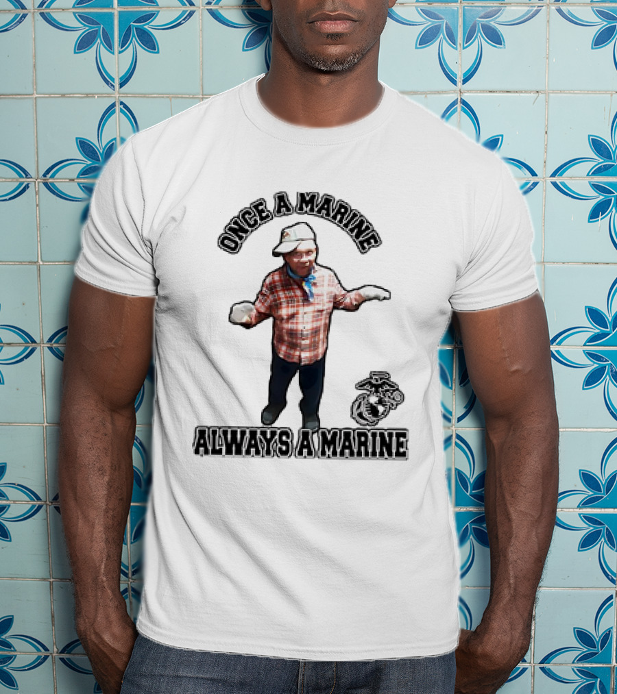Once A Marine Always A Marine With Plaid Shirt And Marine Corps Emblem T-Shirt