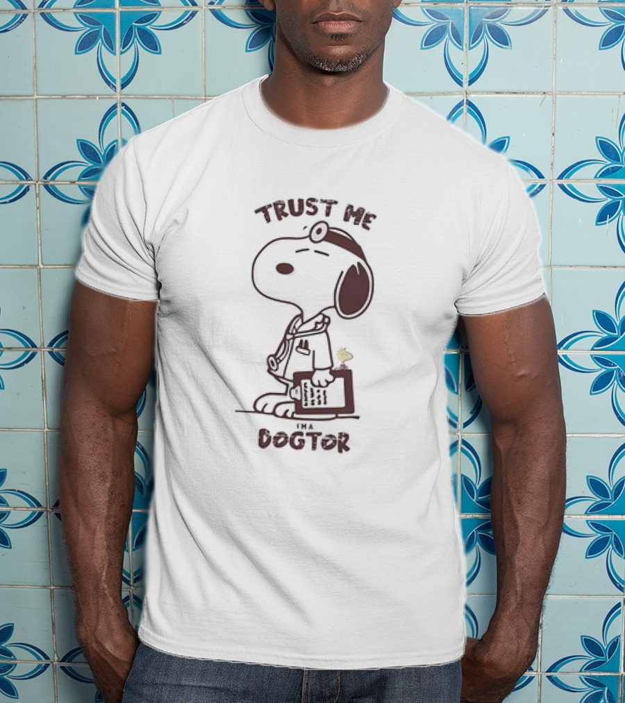 Snoopy Trust Me I’m A Dogtor Peanuts Comic Character With Stethoscope And Medical Coat T-Shirt