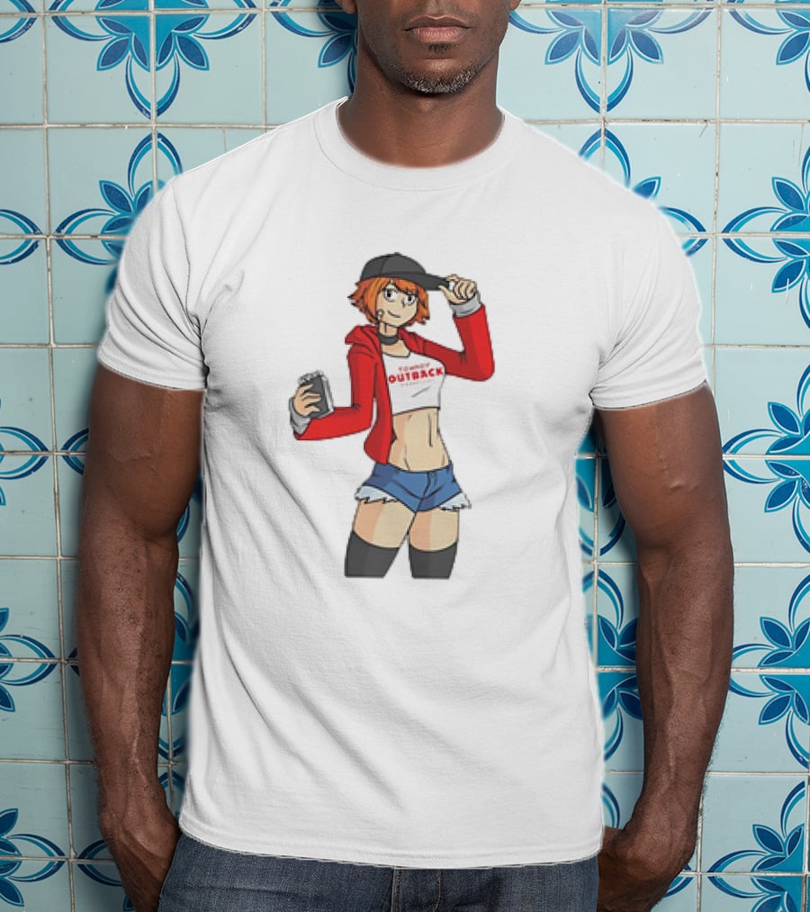 Tomboy Outback Steakhouse Anime Character With Casual Style And Red Jacket T-Shirt