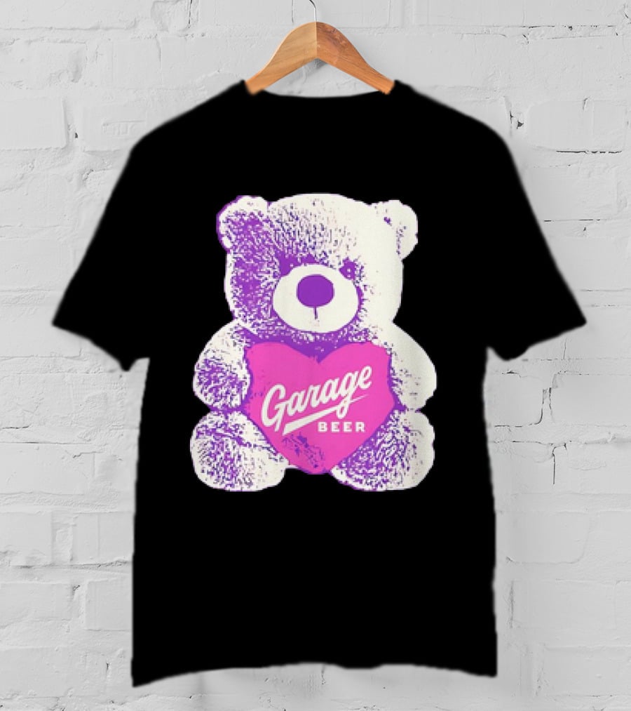 Garage Beer Teddy Bear Heart Retro Plush T-Shirt