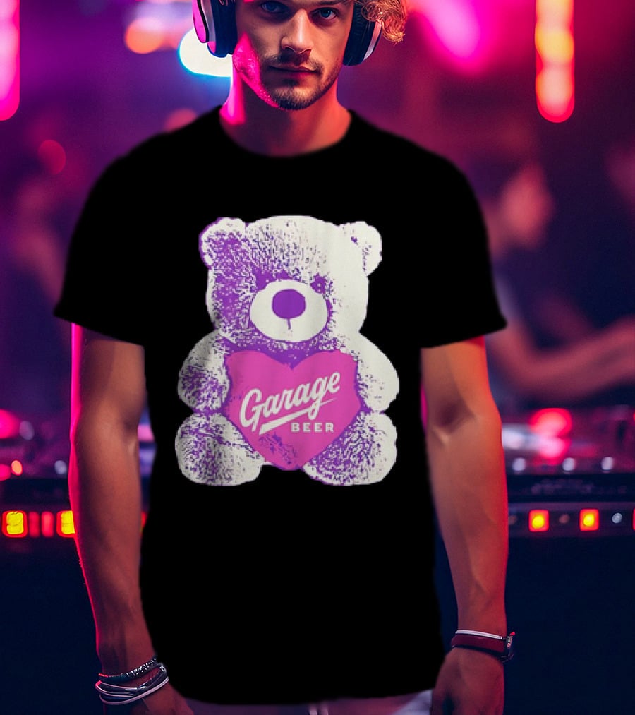 Garage Beer Teddy Bear Heart Retro Plush T-Shirt