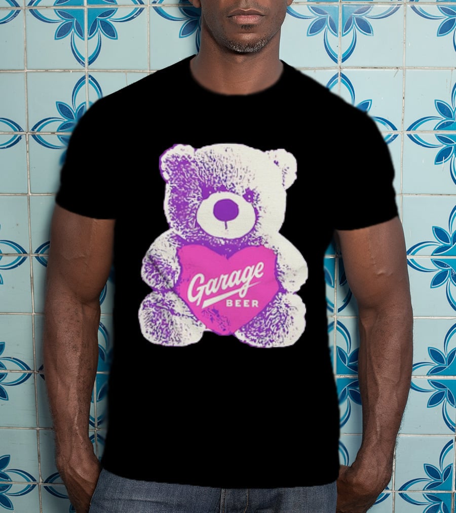Garage Beer Teddy Bear Heart Retro Plush T-Shirt