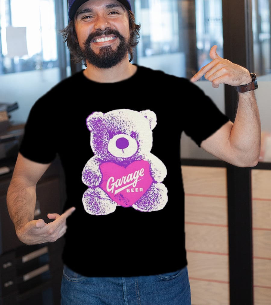 Garage Beer Teddy Bear Heart Retro Plush T-Shirt