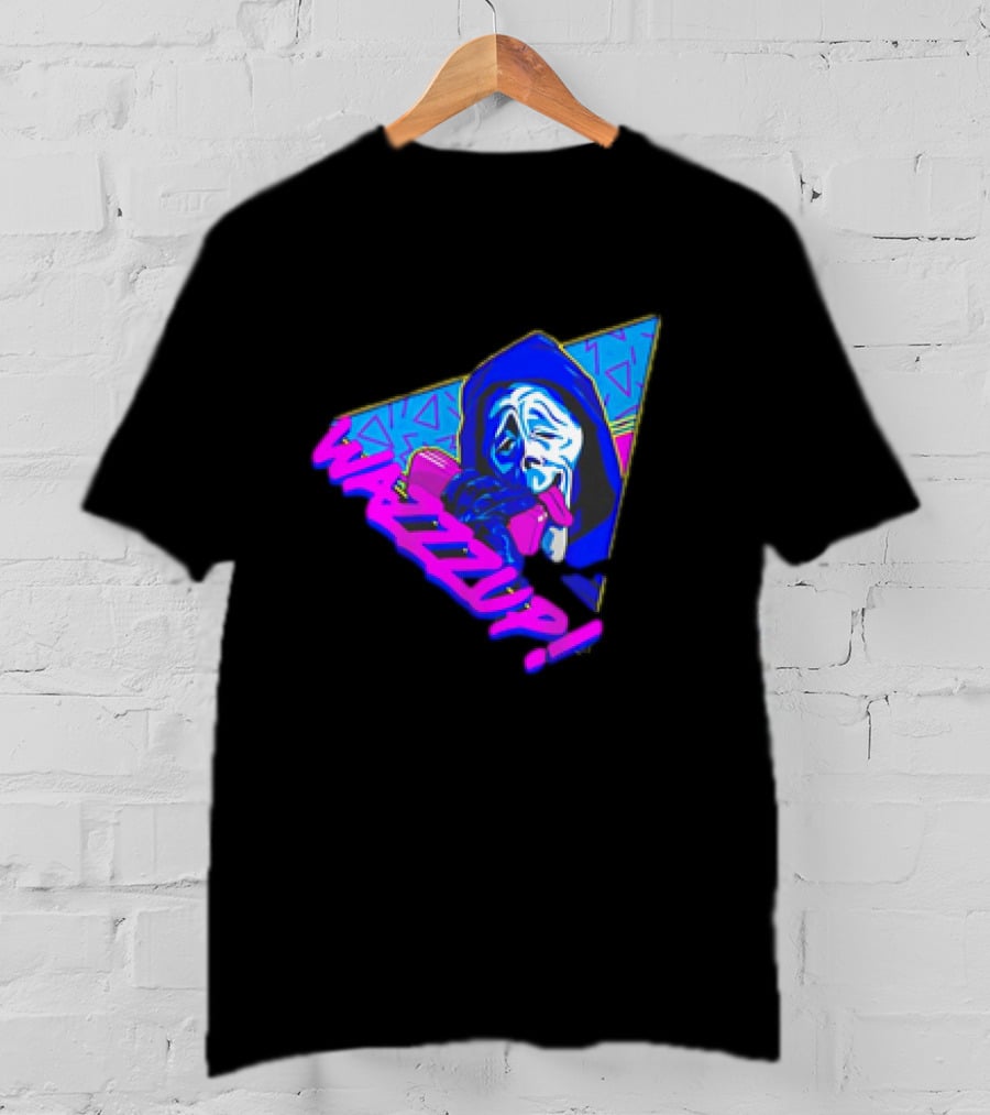Ghostface Scream Wazzup 90s Neon Vibes T-Shirt