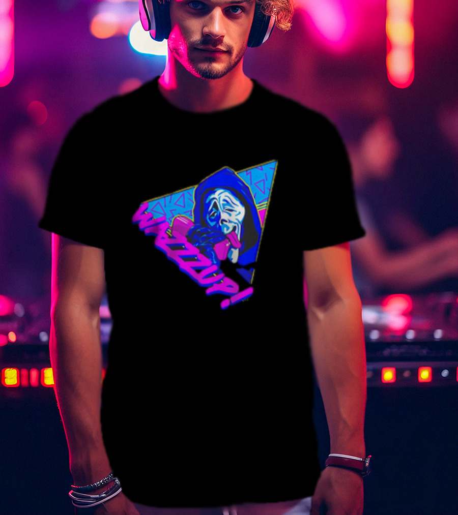 Ghostface Scream Wazzup 90s Neon Vibes T-Shirt
