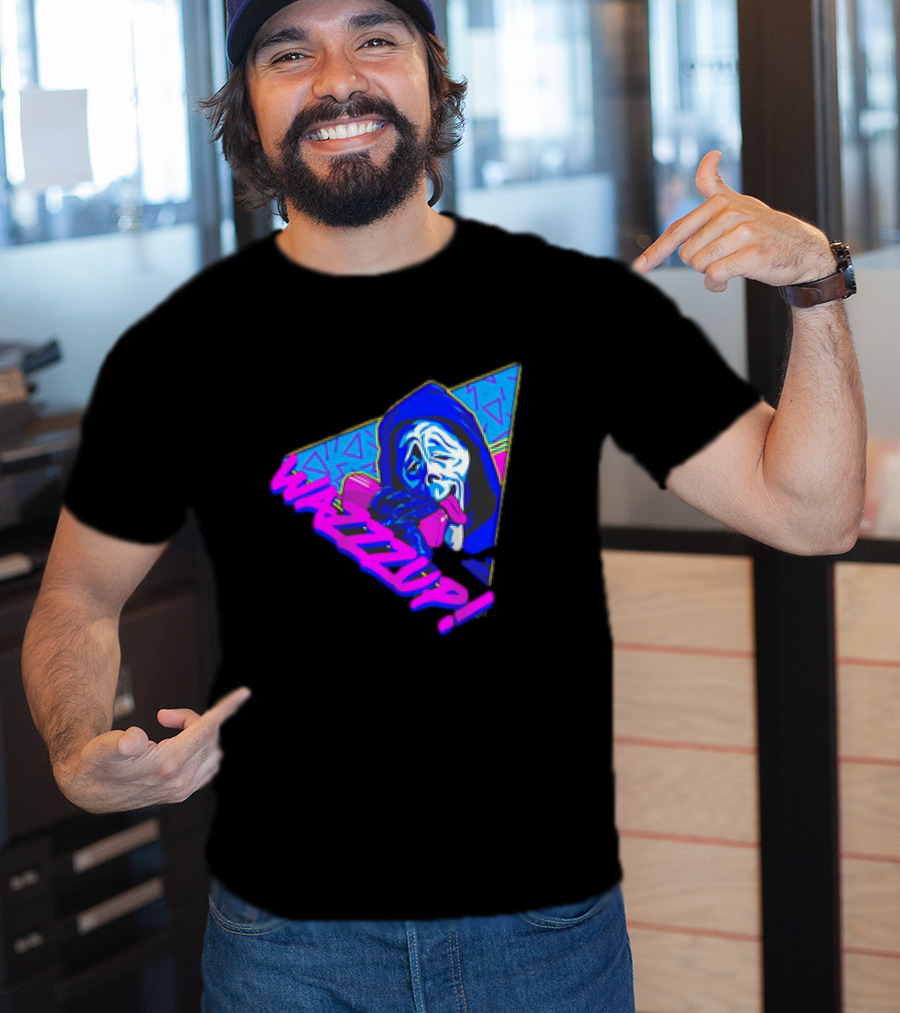 Ghostface Scream Wazzup 90s Neon Vibes T-Shirt