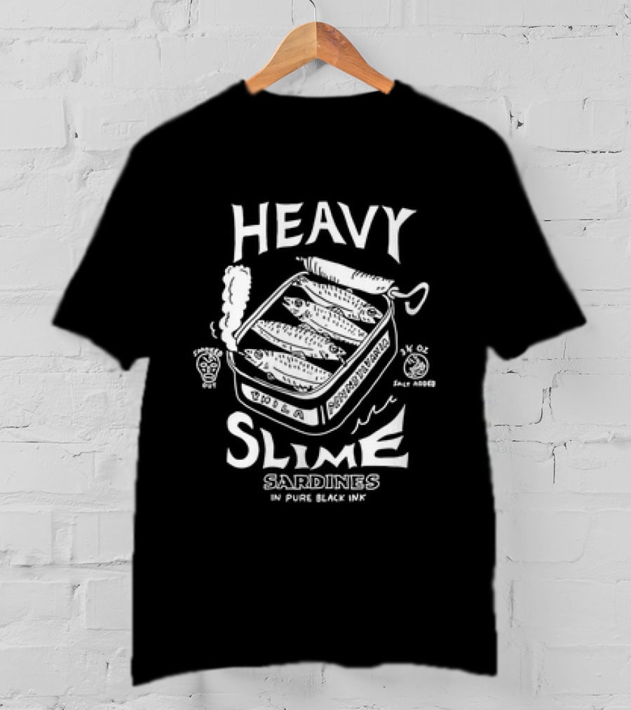 Heavy Slime Sardines In Pure Black Ink Heavy Metal Style Can T-Shirt