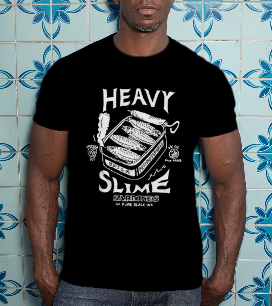 Heavy Slime Sardines In Pure Black Ink Heavy Metal Style Can T-Shirt