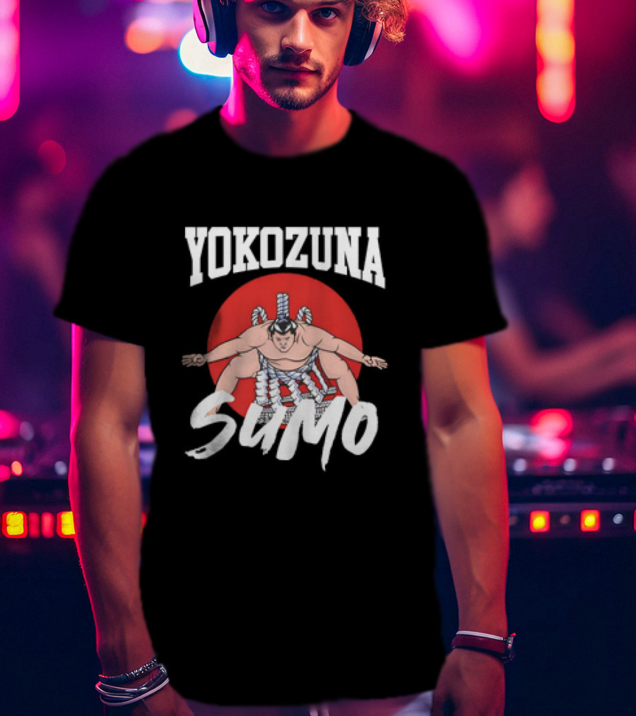 Yokozuna Sumo Japan Vintage Red Sun Background T-Shirt