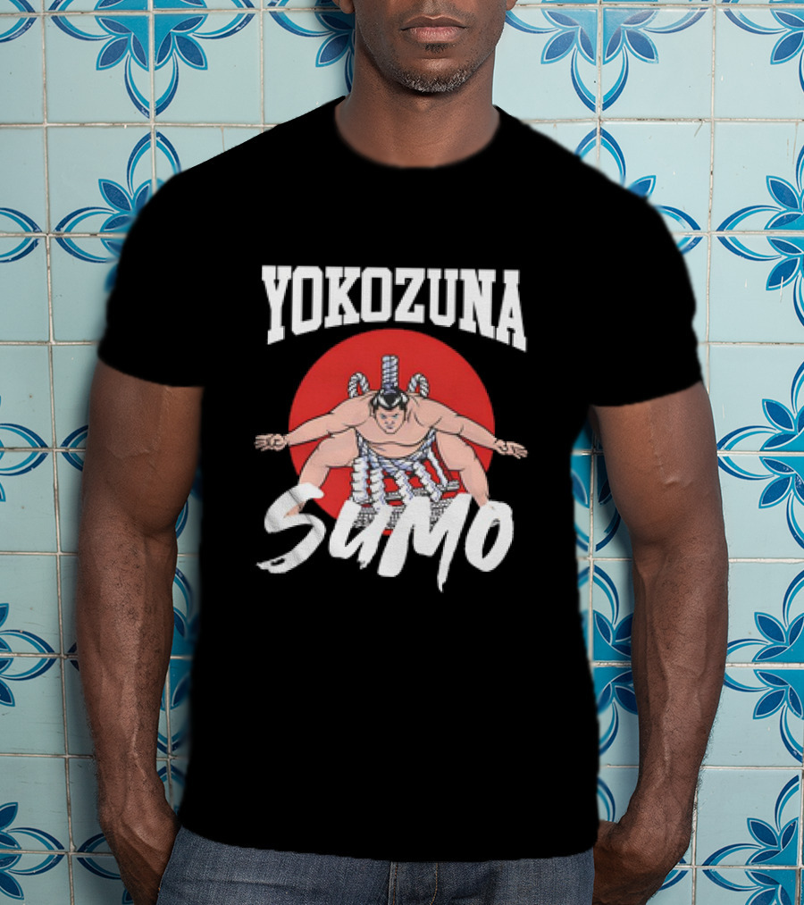 Yokozuna Sumo Japan Vintage Red Sun Background T-Shirt