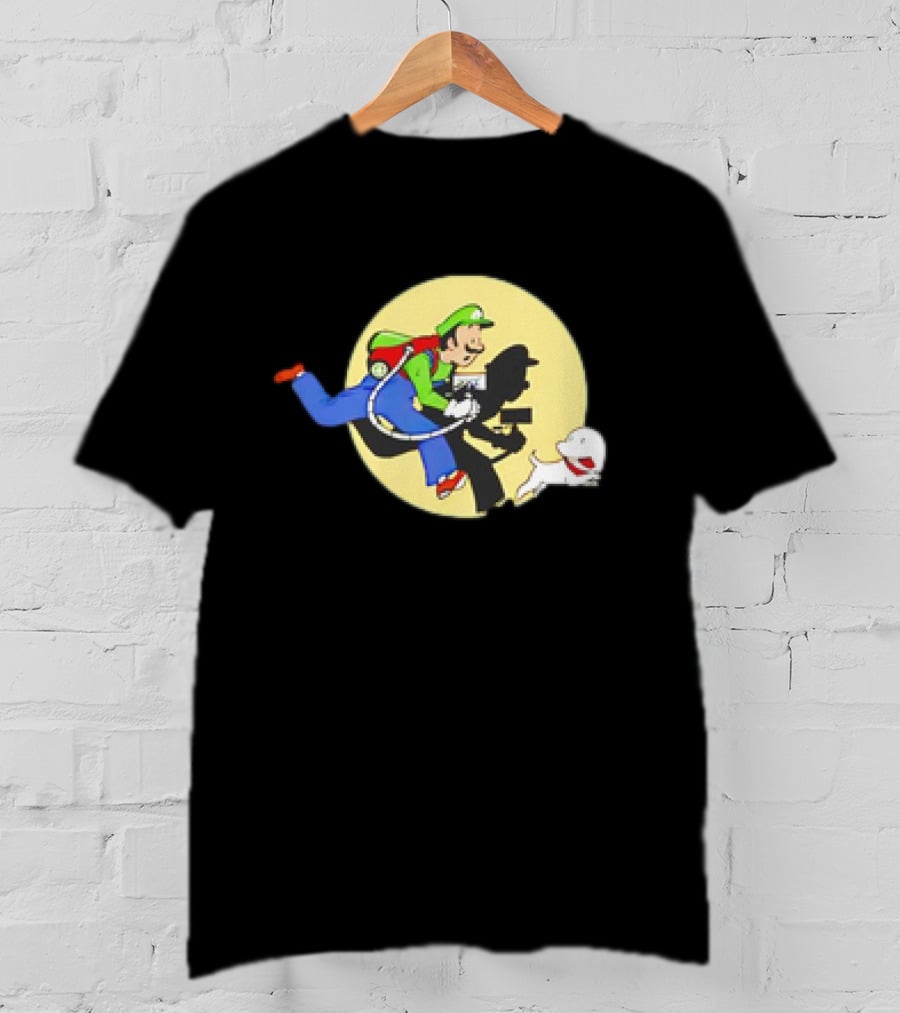 Luigi’s Mansion X The Adventures Of Tintin Luigi And Snowy Shadow Scene T-Shirt