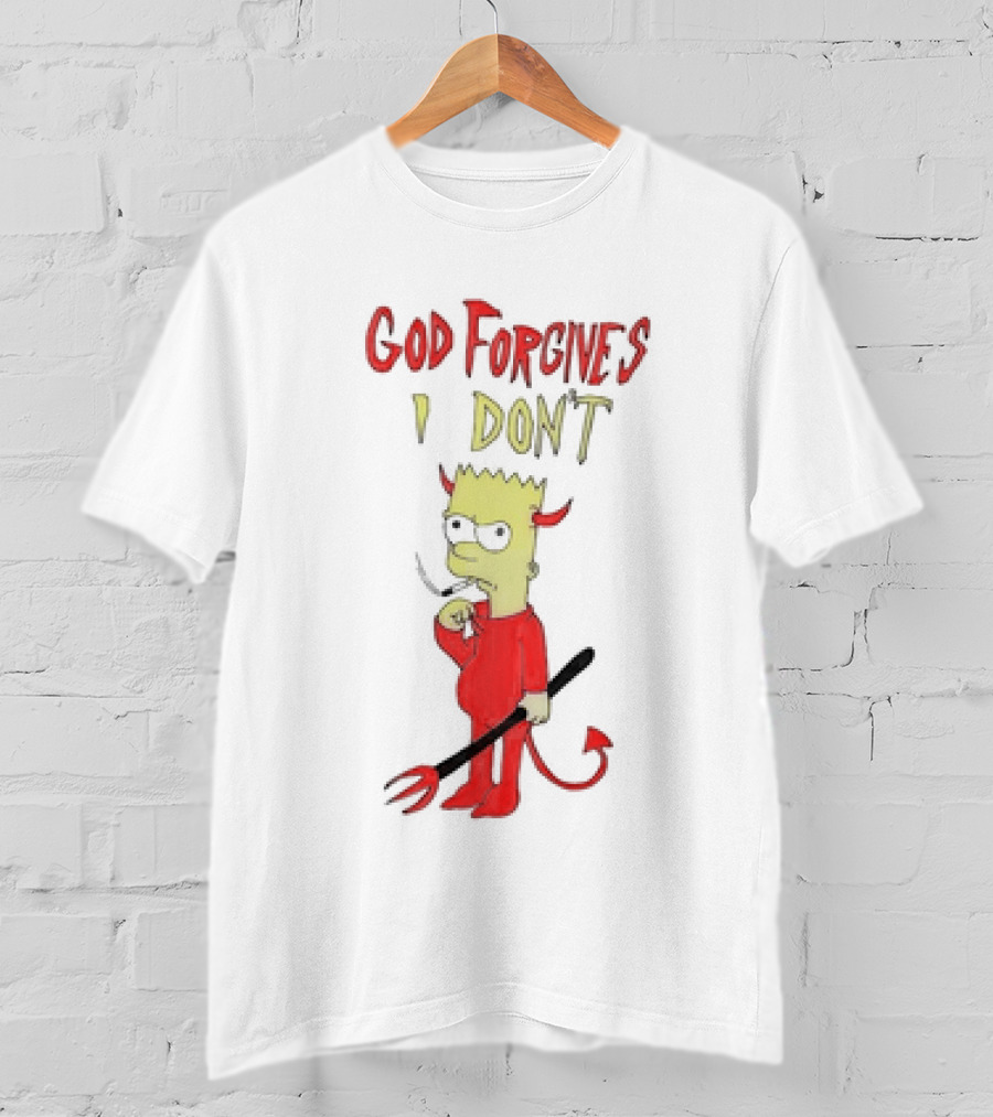 God Forgives I Don’t Bart Simpson Devil Costumed Character Smoking T-Shirt