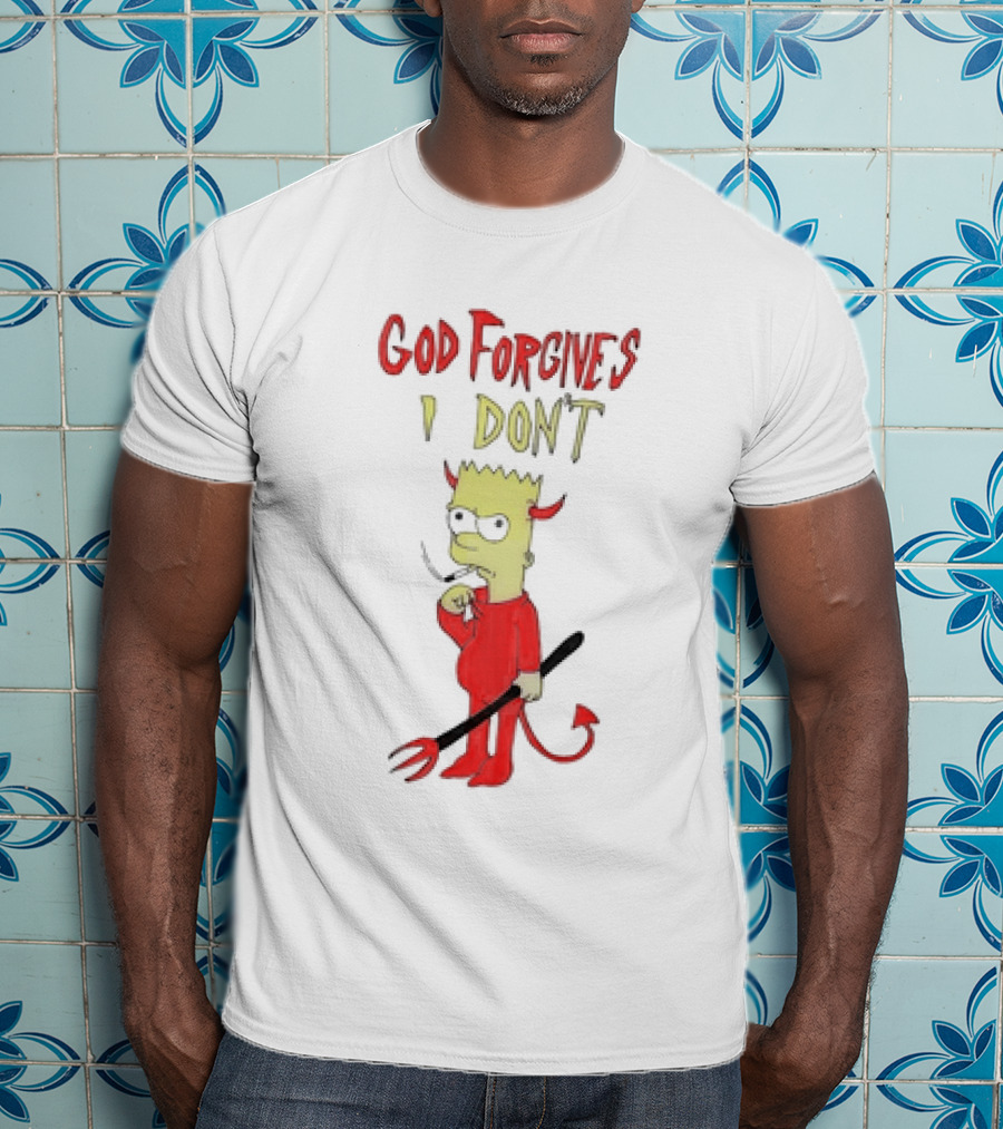God Forgives I Don’t Bart Simpson Devil Costumed Character Smoking T-Shirt