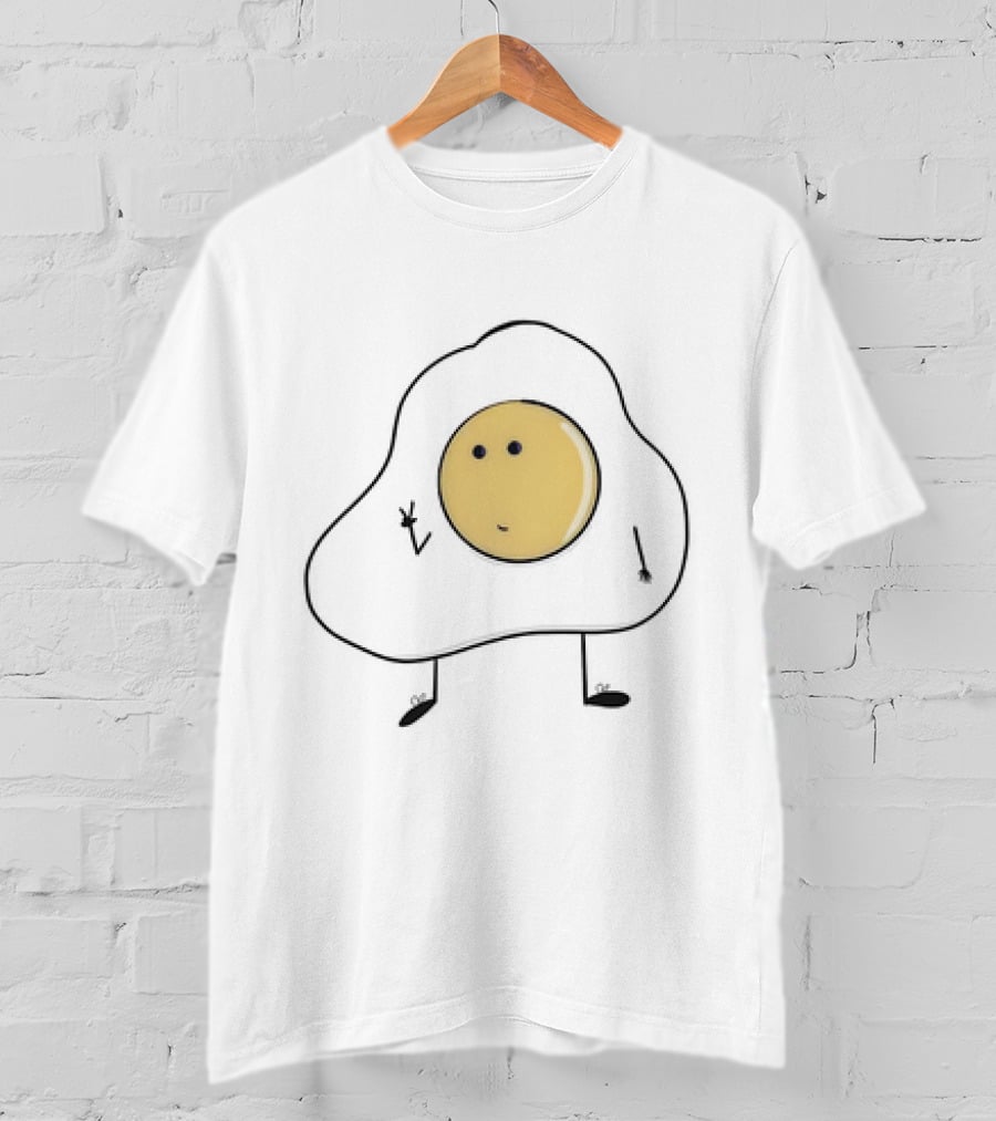 Just A Picture Of Eggboy Peace Gesture Cartoon Fried Egg Character T-Shirt