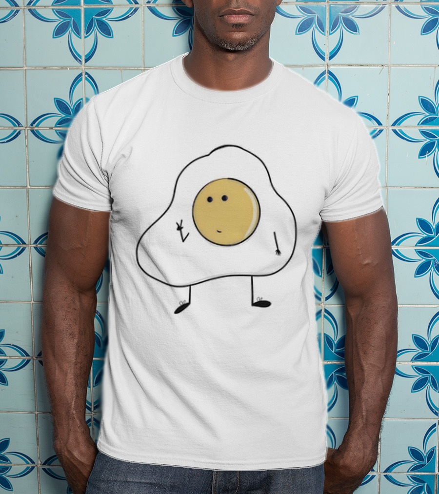 Just A Picture Of Eggboy Peace Gesture Cartoon Fried Egg Character T-Shirt